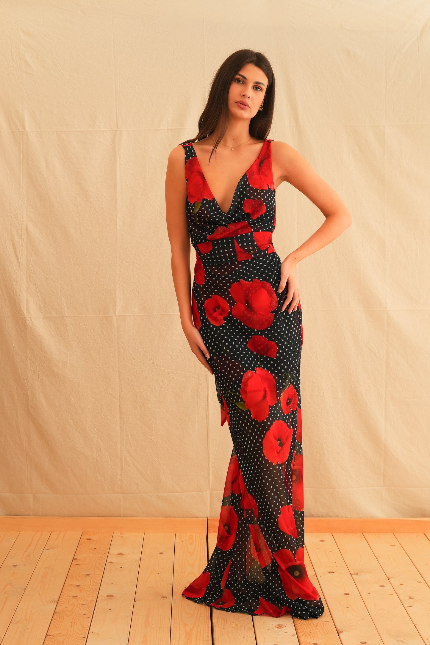 Tulip Affair Vintage Draped Maxi Dress