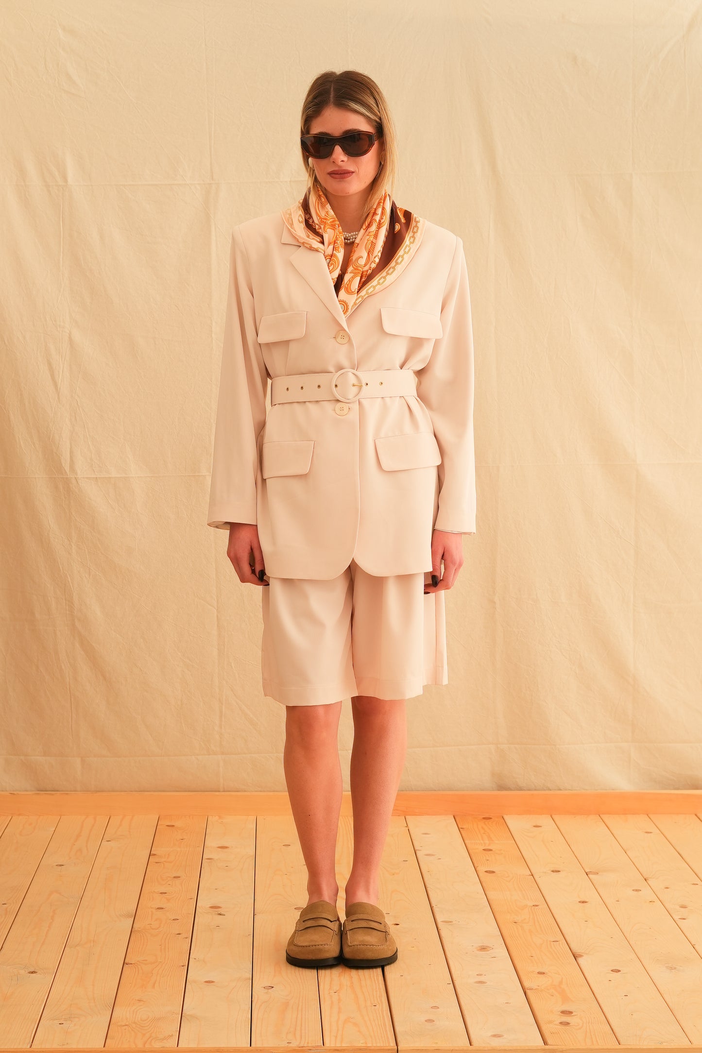 Vanilla Safari Blazer with belt