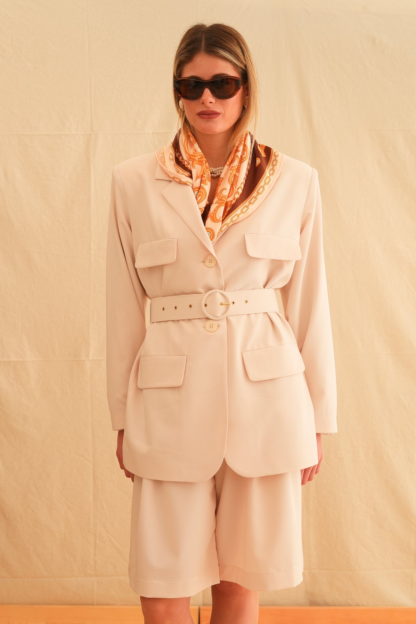 Vanilla Safari Blazer with belt