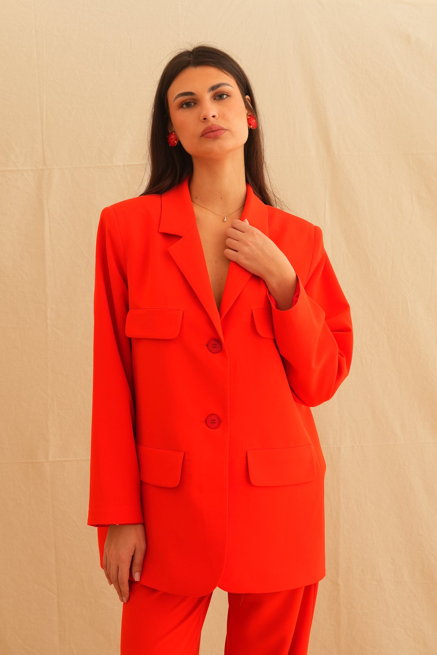 Red Aria Safari Blazer with belt