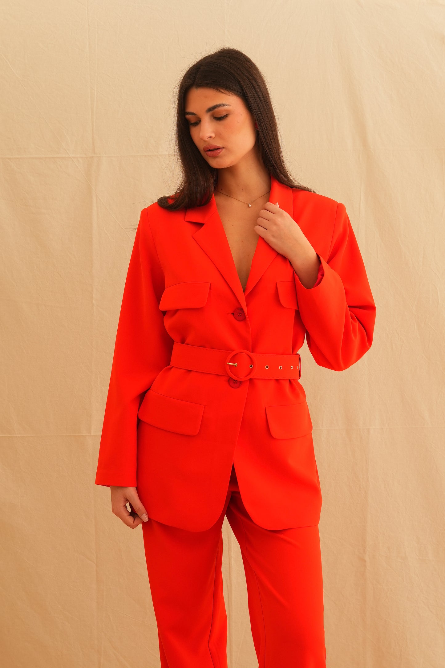 Red Aria Safari Blazer with belt