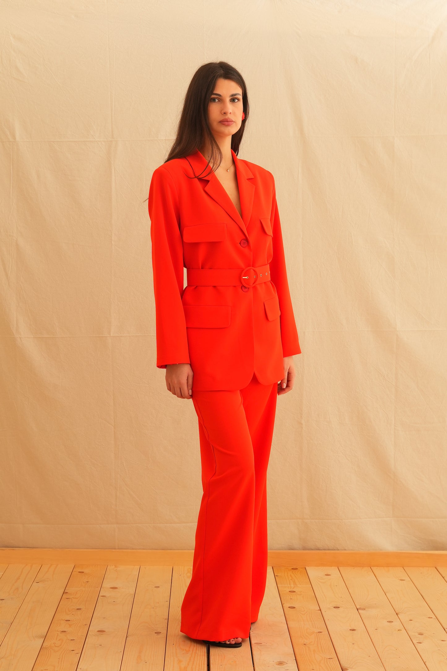 Red Aria Safari Blazer with belt