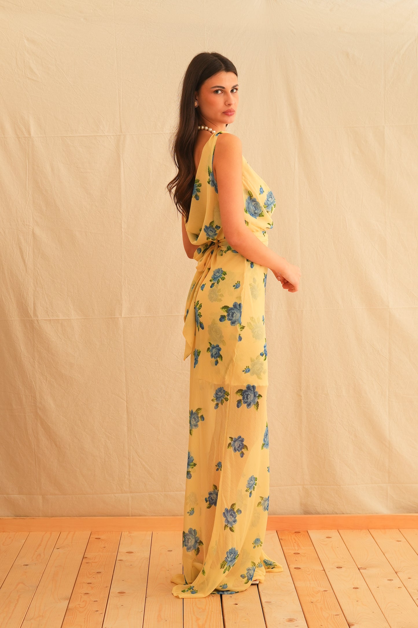 Daphne Vintage Draped Maxi Dress