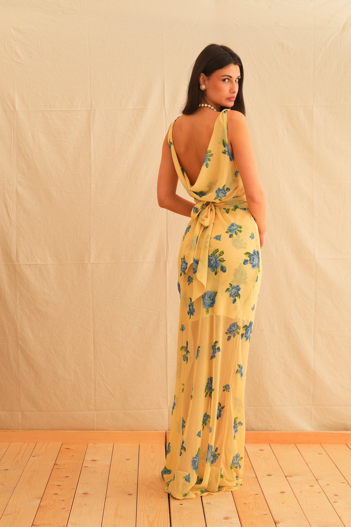 Daphne Vintage Draped Maxi Dress