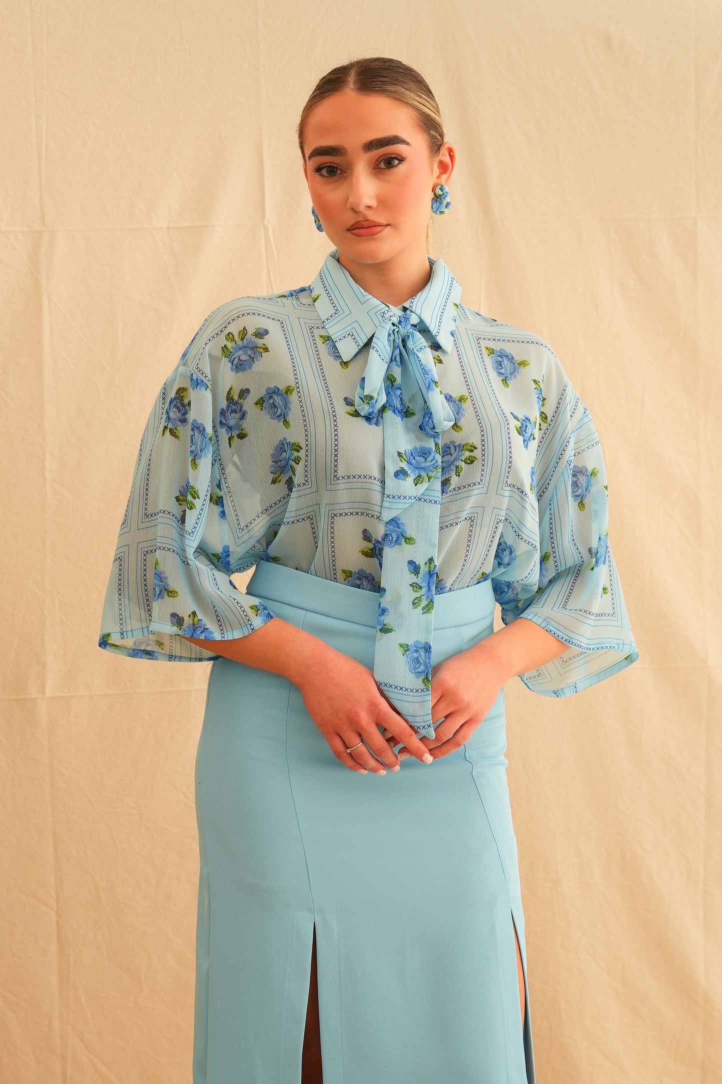 Blue Rose Short Sleeve Shirt