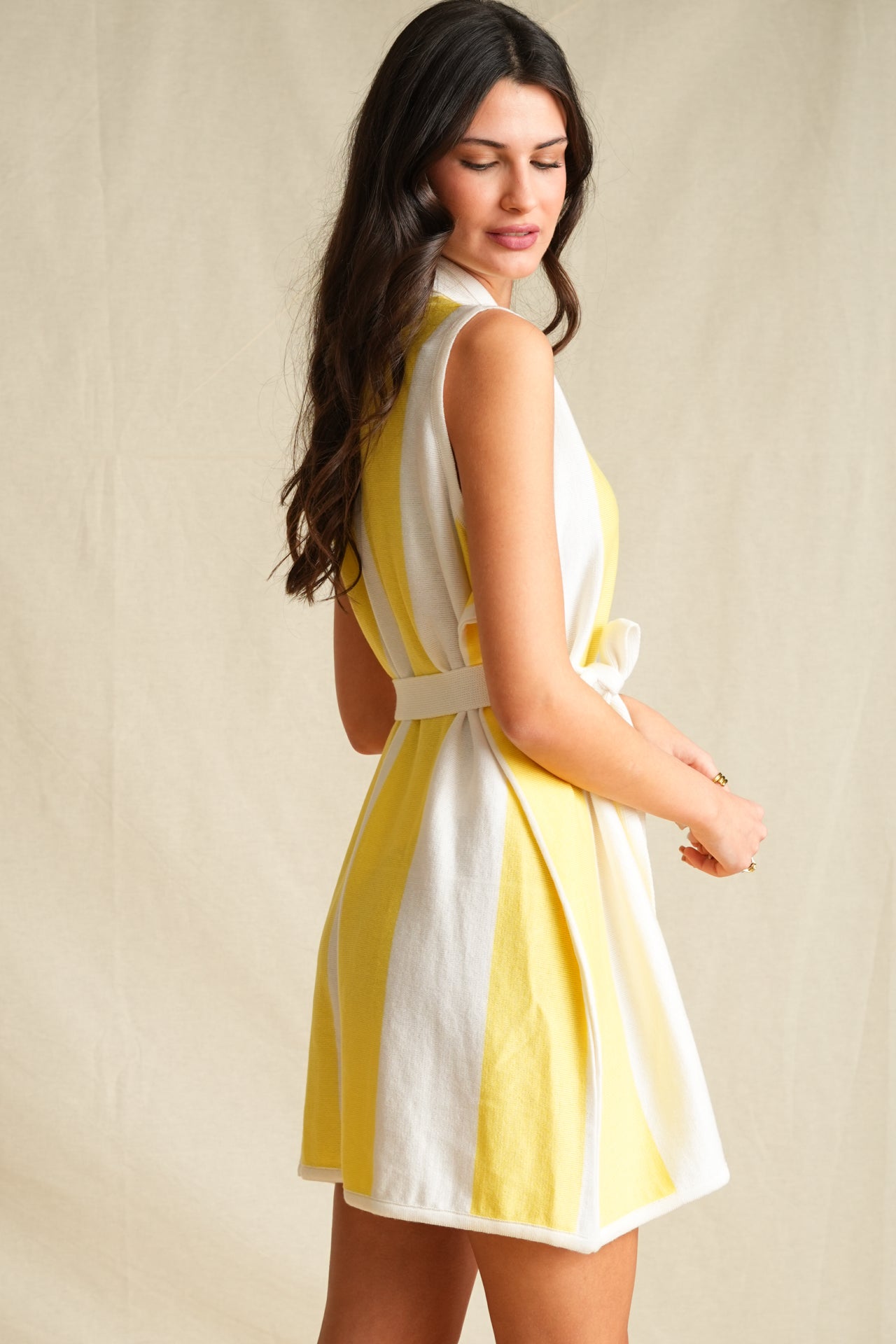 Lemon Stripers Knit Dress