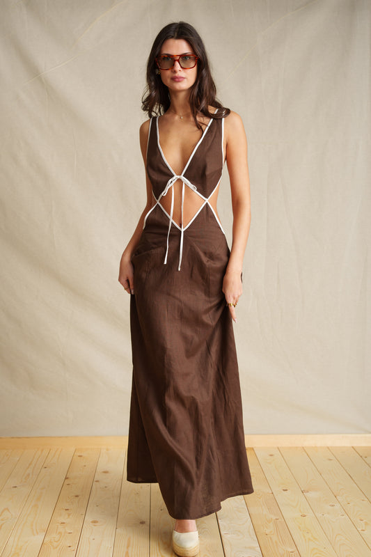 Burly Wood Backless Dress